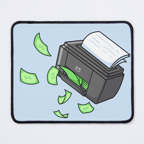 Item preview, Printer with Money Cartoon Vector Icon: Bridging Technology and Wealth with Whimsy designed and sold by hjian8219.