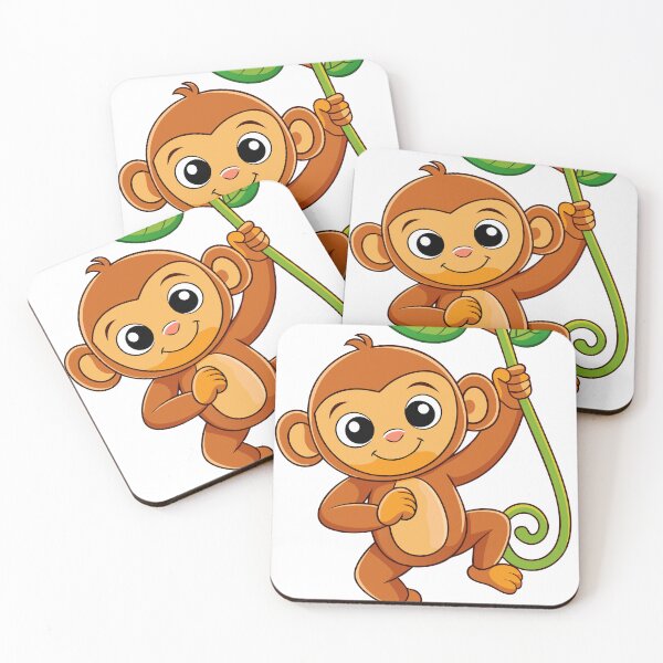 Item preview, Playful Monkey Swinging on Vine Sticker – Kawaii Monkey Art for Jungle Enthusiasts designed and sold by merchtrends-svg.