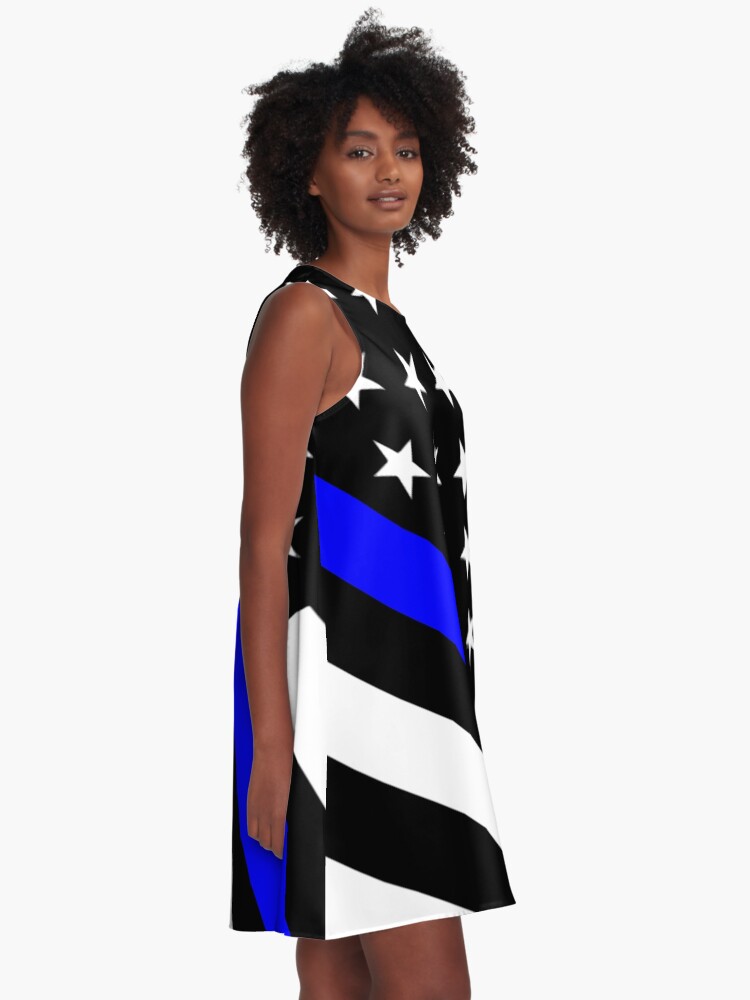 Alternate view of Police: Black Flag & The Thin Blue Line A-Line Dress