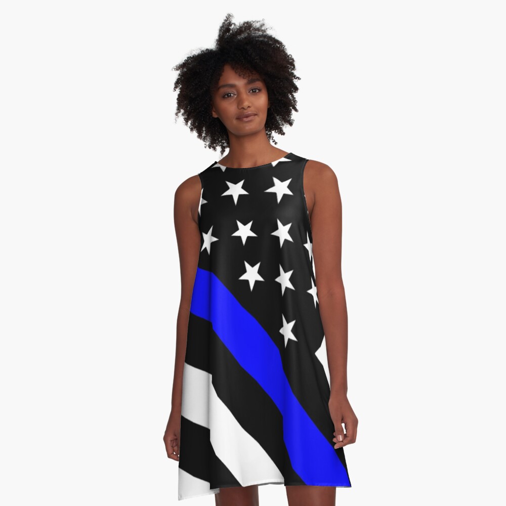 Police: Black Flag & The Thin Blue Line A-Line Dress