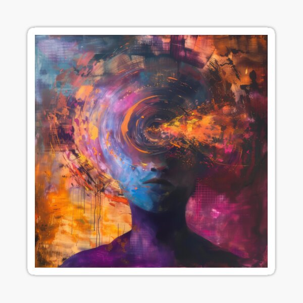 Item preview, Abstract art piece depicting the swirling of thoughts inside your head designed and sold by PrettyPinkSkies.