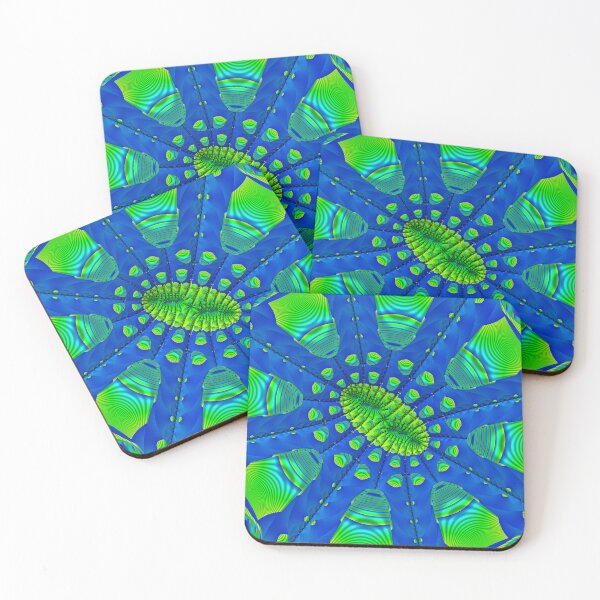 Item preview, Mandelbrot 92: centro irregular verde rodeado por un intrincado fondo azul designed and sold by Draeger0.