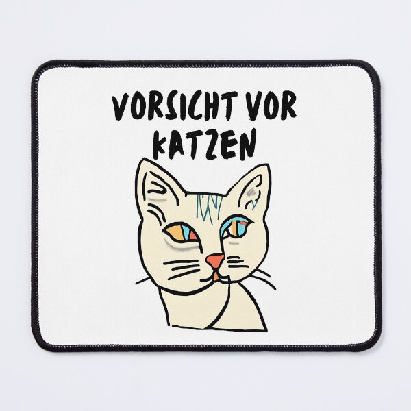 Artikelvorschau, VORSICHT VOR KATZEN Lustiges Warnschild mit spähender hinterhältiger weißer Katzenaufkleber entworfen und verkauft von VividVista.