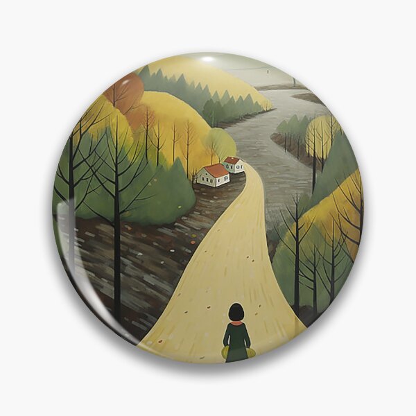 Item preview, Girl and Black Cat Walking Down a Road in Atmospheric Woodland designed and sold by PaintbrushPlace.