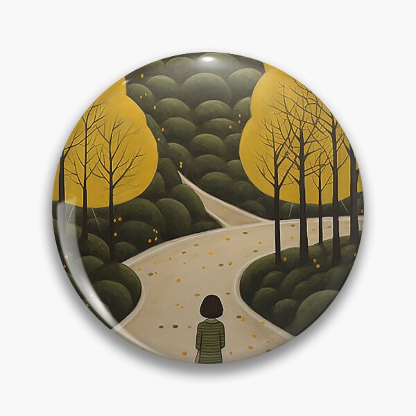 Item preview, Girl and Black Cat in Atmospheric Woodland Naive Art designed and sold by PaintbrushPlace.