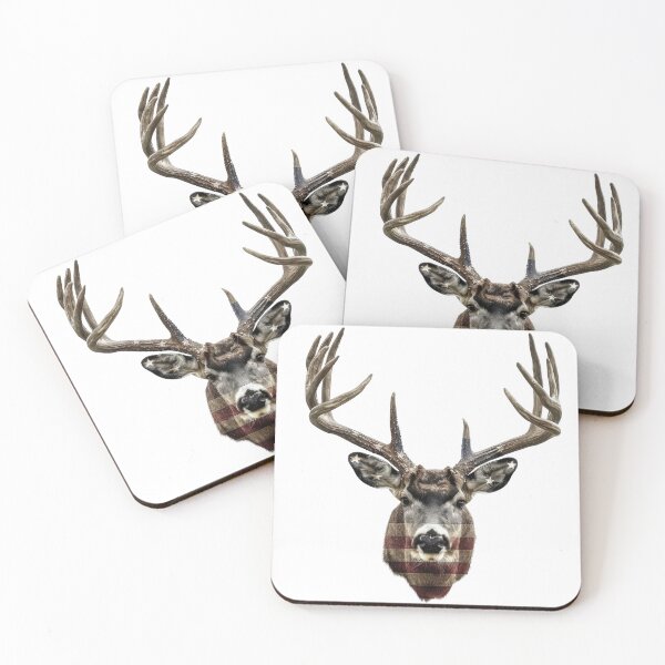 Item preview, A digitally enhanced deer head featuring vibrant stripes, isolated against a white background, showcasing natural beauty and artistic creativity. designed and sold by kitidach-create.