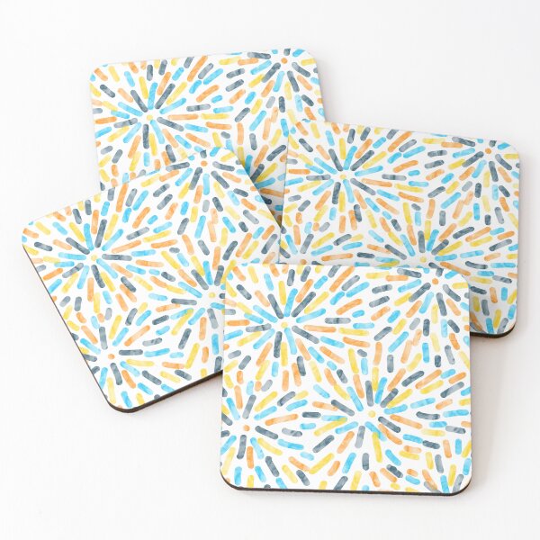 Item preview, Fireworks Abstract AroAce Pride Flag Orange Yellow Blue designed and sold by JoyfulJen.