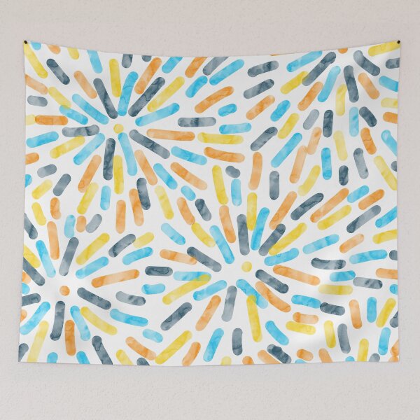 Item preview, Fireworks Abstract AroAce Pride Flag Orange Yellow Blue designed and sold by JoyfulJen.