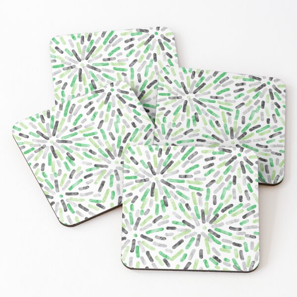 Item preview, Fireworks Abstract Aromantic Aro Pride Flag Green Grey Black White designed and sold by JoyfulJen.