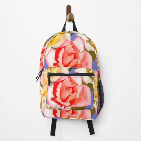 Item preview, White Tea Rose Photography/ Orange Tea Rose Photography / Blue Background / Repeating Rose Pattern / White Rose Photography designed and sold by Victoria Rose.
