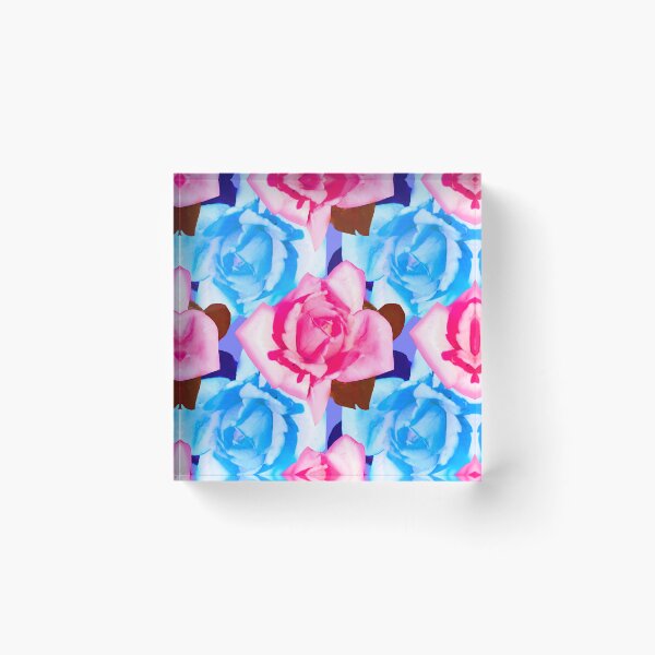 Item preview, Blue Tea Rose Photography / Pink Tea Rose Photography / Blue Background / Repeating Rose Pattern / Blue Rose Photography designed and sold by Victoria Rose.