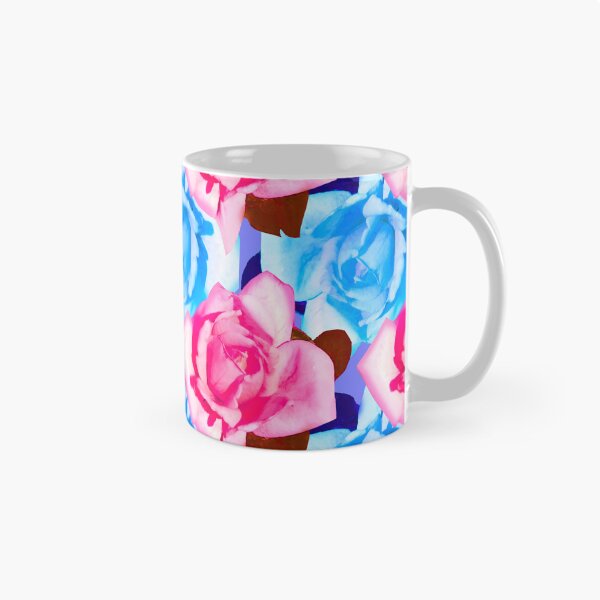 Artikelvorschau, Blaue Teerose Fotografie / Rosa Teerose Fotografie / Blauer Hintergrund / Wiederholendes Rosenmuster / Blaue Rose Fotografie entworfen und verkauft von Victoria Rose.