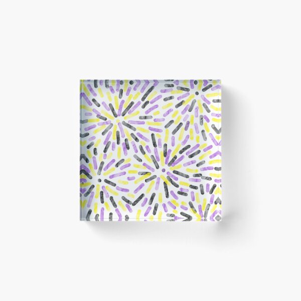 Item preview, Fireworks Abstract Nonbinary Pride Flag Purple Yellow Black White designed and sold by JoyfulJen.