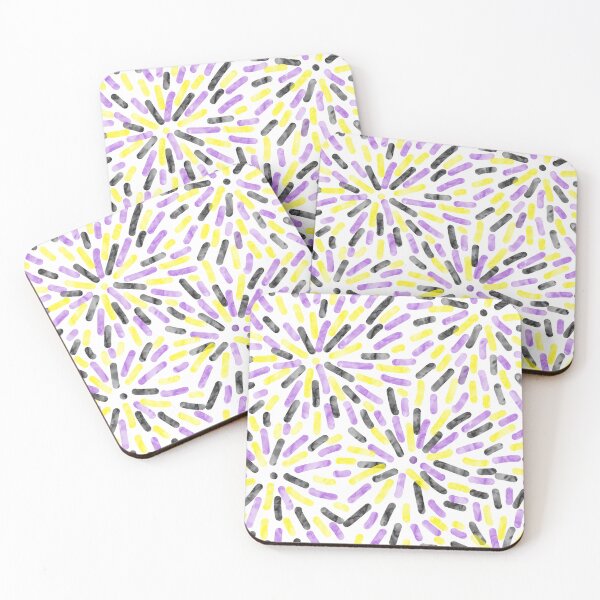 Item preview, Fireworks Abstract Nonbinary Pride Flag Purple Yellow Black White designed and sold by JoyfulJen.