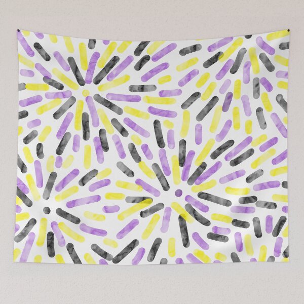 Item preview, Fireworks Abstract Nonbinary Pride Flag Purple Yellow Black White designed and sold by JoyfulJen.