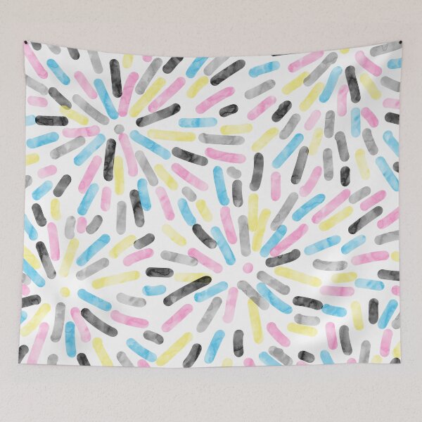 Item preview, Fireworks Abstract Polygender Pride Flag Pink Yellow Blue Gray Black designed and sold by JoyfulJen.