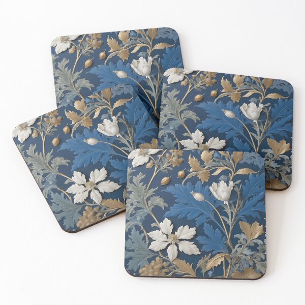 Item preview, Navy & Gold Floral A William Morris Inspired Design designed and sold by Tamas Das.