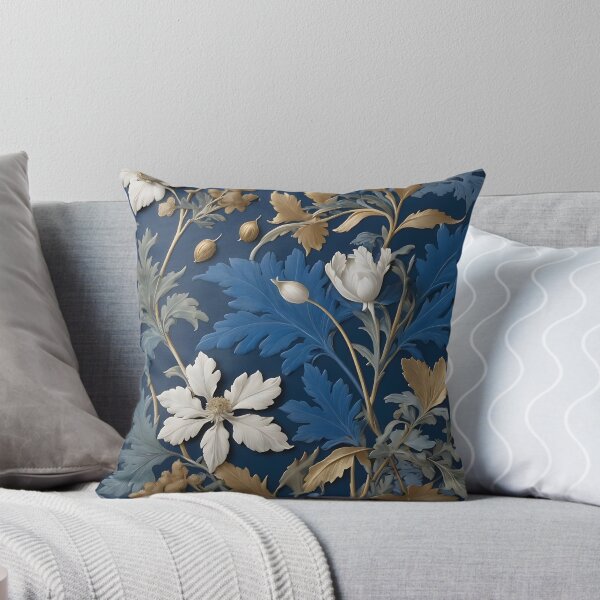 Item preview, Navy & Gold Floral A William Morris Inspired Design designed and sold by Tamas Das.