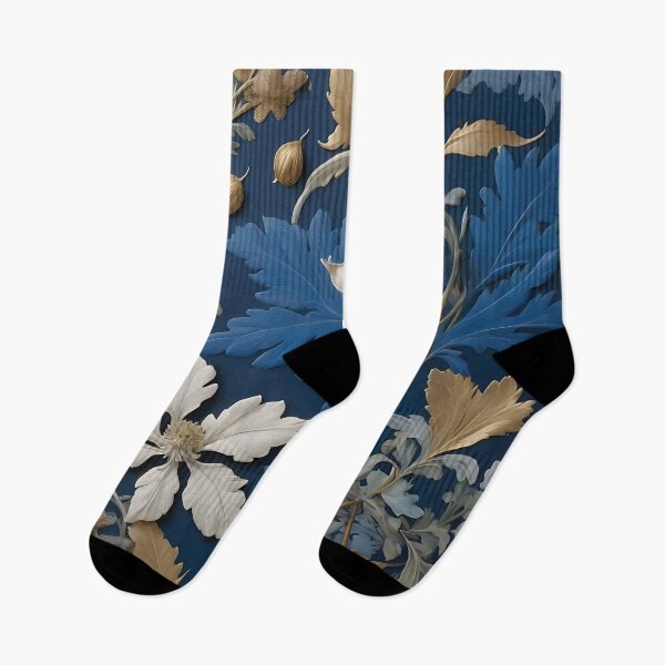 Item preview, Navy & Gold Floral A William Morris Inspired Design designed and sold by Tamas Das.