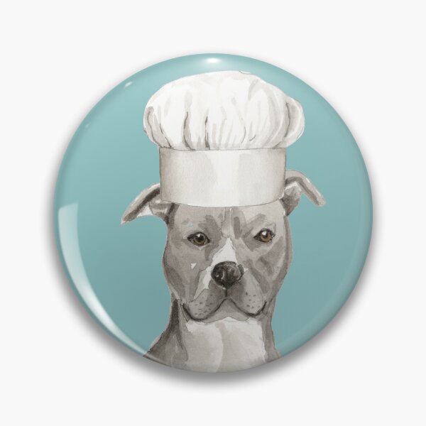 Item preview, Amstaff dog with chefs hat designed and sold by beastieboutique.