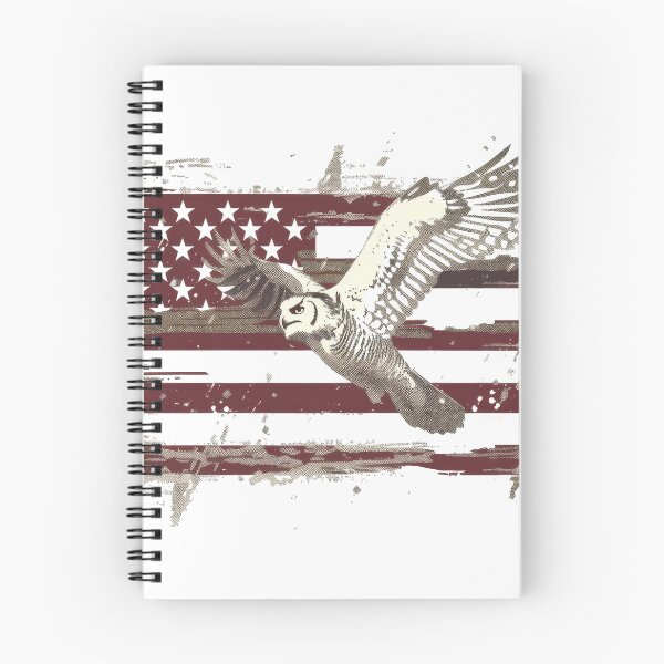 Item preview, Abstract American flag with a flying owl symbolizing freedom and patriotism in a grunge artistic style. designed and sold by kitidach-create.