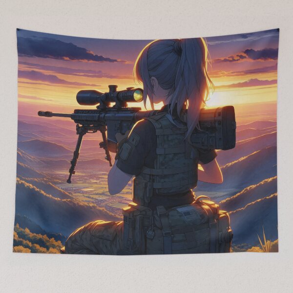 Item preview, Anime Art: Sniper monitoring the valley while sitting. designed and sold by Salimgor Hangaround Music.