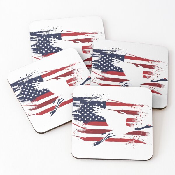 Item preview, Abstract American flag with artistic paint strokes and silhouette of bird, symbolizing freedom and patriotism. designed and sold by kitidach-create.
