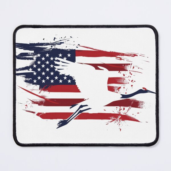 Item preview, Abstract American flag with artistic paint strokes and silhouette of bird, symbolizing freedom and patriotism. designed and sold by kitidach-create.