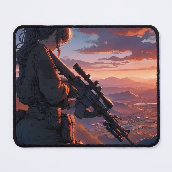 Item preview, Anime Art: Female sniper standing and monitoring the valley. designed and sold by Salimgor Hangaround Music.