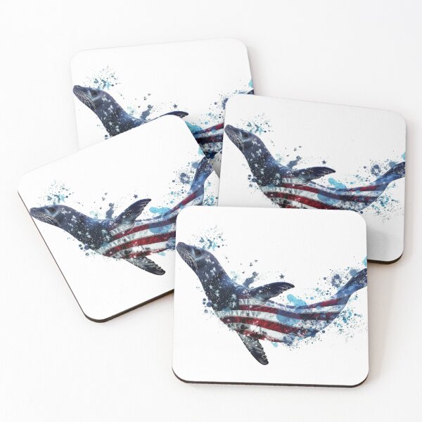 Item preview, Abstract seal illustration with United States flag theme, blending aquatic and national symbolism in a dynamic artistic style. designed and sold by kitidach-create.