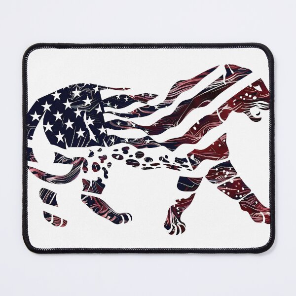 Item preview, Abstract silhouette of a tiger walking, filled with an American flag pattern, symbolizing strength and patriotism. designed and sold by kitidach-create.