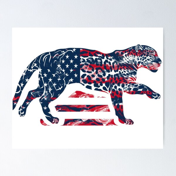 Artikelvorschau, Abstrakte, farbenfrohe Leopardenkunst mit dynamischen roten und blauen Mustern, die Kreativität und Tierwelt darstellen. entworfen und verkauft von kitidach-create.