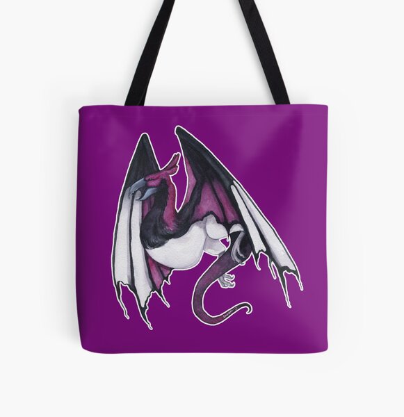 Ace Magpie Dragon on Purple | Asexual Pride Dragon All Over Print Tote Bag