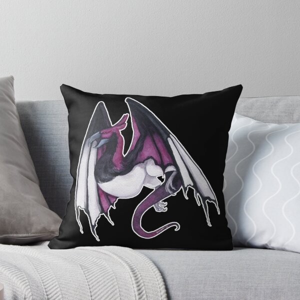Ace Magpie Dragon on Black | Asexual Pride Dragon Throw Pillow
