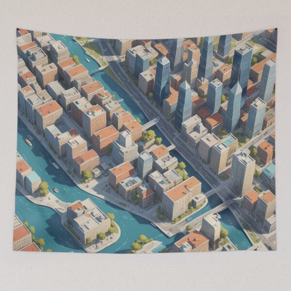 Item preview, city, landscape, houses, streets, art designed and sold by DonnaBlankaArt.