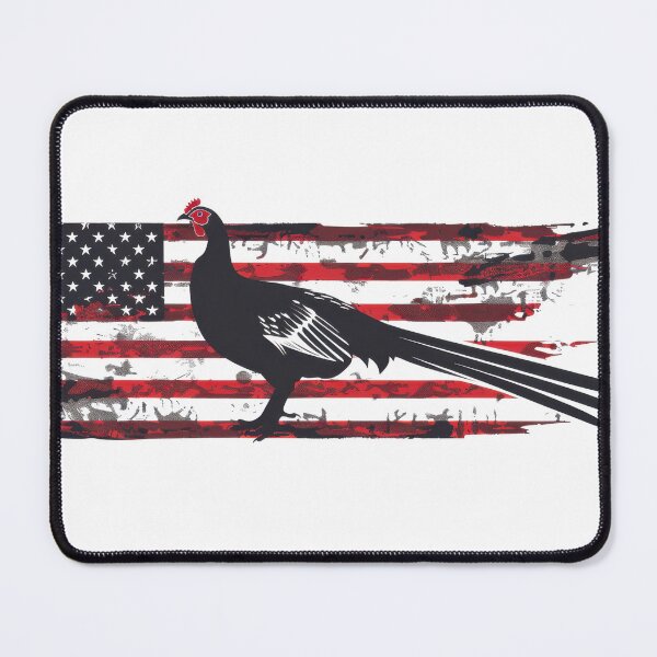 Item preview, Artistic depiction of a pheasant bird on a distressed American flag background, combining wildlife with patriotic elements in a unique design. designed and sold by kitidach-create.