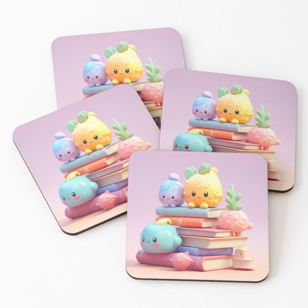 Item preview, illustration of some colored shaped objects on books, in the style of kawaii art designed and sold by Nanthikan.