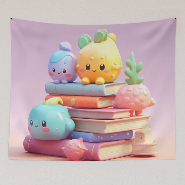 Item preview, illustration of some colored shaped objects on books, in the style of kawaii art designed and sold by Nanthikan.