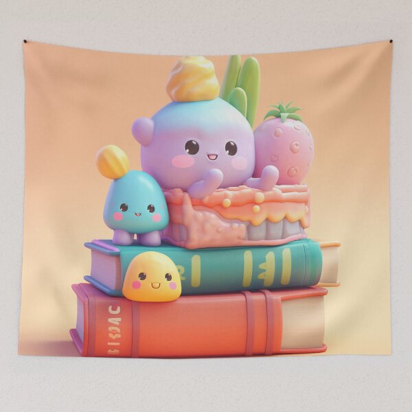 Item preview, illustration of some colored shaped objects on books, in the style of kawaii art designed and sold by Nanthikan.