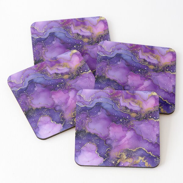 Item preview, Vibrant Purple and Gold Glitter Marble Print designed and sold by KT1981.