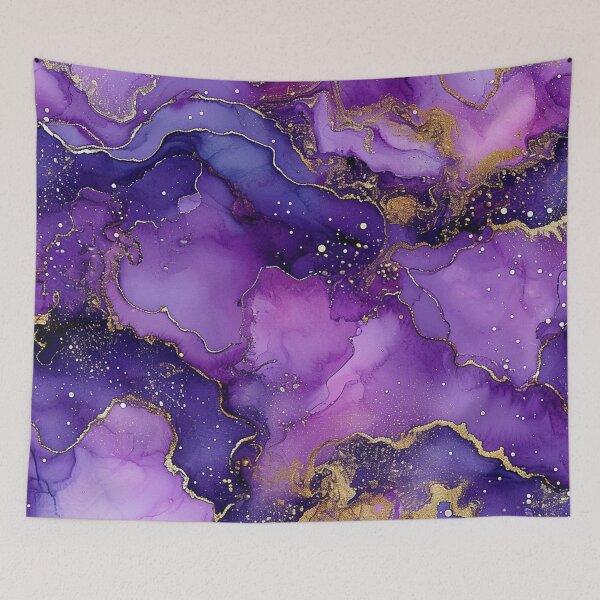 Item preview, Vibrant Purple and Gold Glitter Marble Print designed and sold by KT1981.