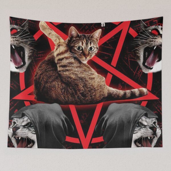 Item preview, Satanic Cat Occultism Cat  designed and sold by GeekStorie.