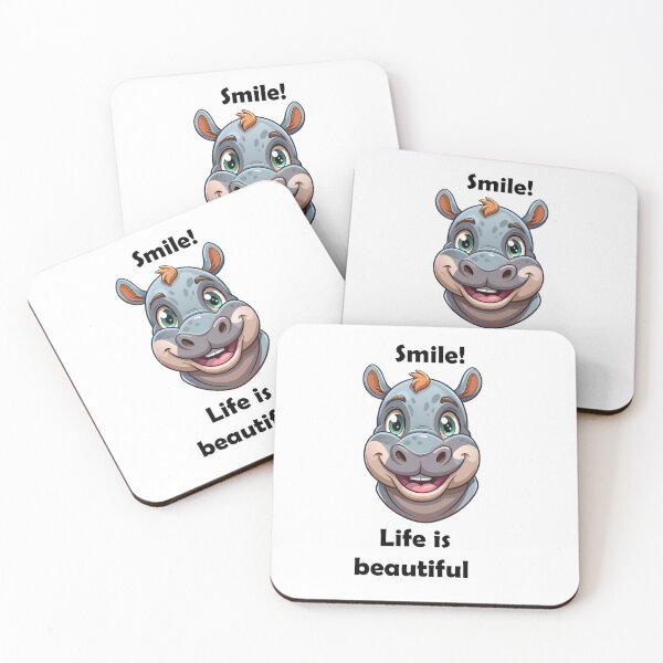 Item preview, Smiling Hippo Cartoon Motivational Positive Message Cute Illustration designed and sold by Rostislav Bouda.