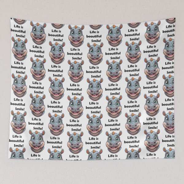 Item preview, Smiling Hippo Cartoon Motivational Positive Message Cute Illustration designed and sold by Rostislav Bouda.