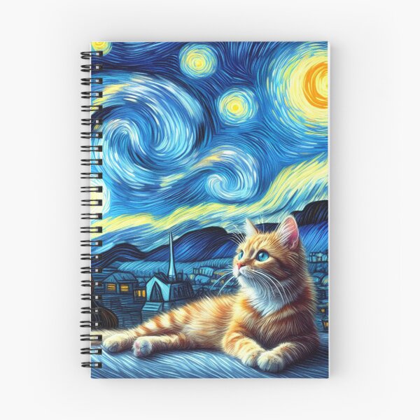 Aperçu de l'œuvre Le chat rouge et la nuit étoilée créée et vendue par GeekStorie.