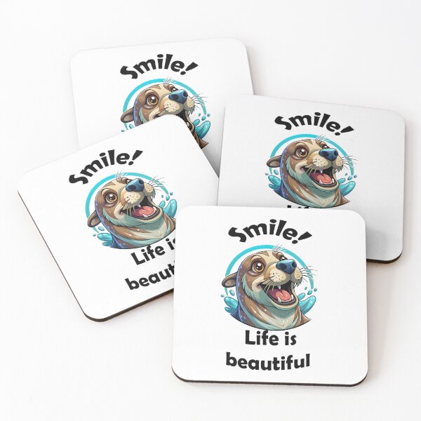 Item preview, Smile Seal Life Beautiful Joyful Positive Message Cartoon Illustration designed and sold by Rostislav Bouda.