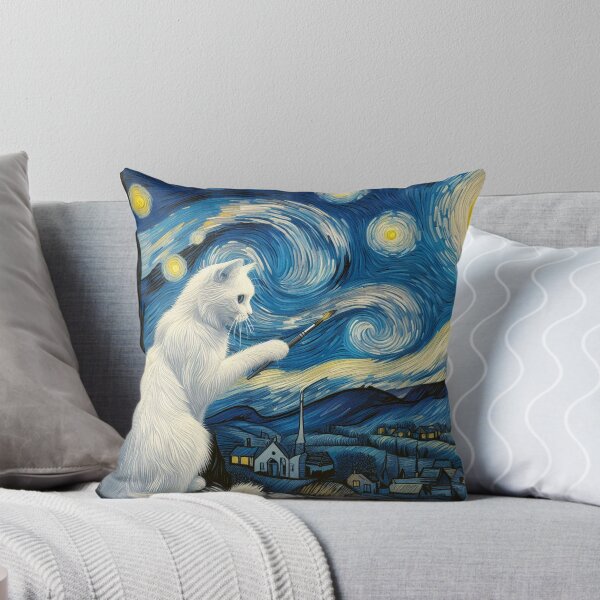 Item preview, El gato blanco y la noche estrellada designed and sold by GeekStorie.