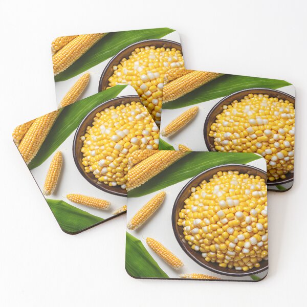 Item preview, Bright yellow sweet corn in a bowl on a white background. designed and sold by kengshutters.