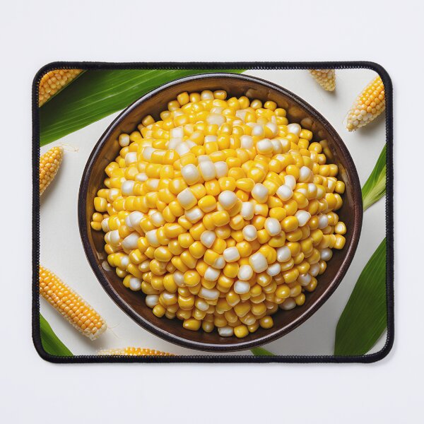 Item preview, Bright yellow sweet corn in a bowl on a white background. designed and sold by kengshutters.