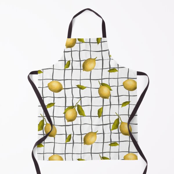 Item preview, Summer Yellow Lemon with bright green leaves and graphic lines background, hand draw seamless pattern designed and sold by GorXena.